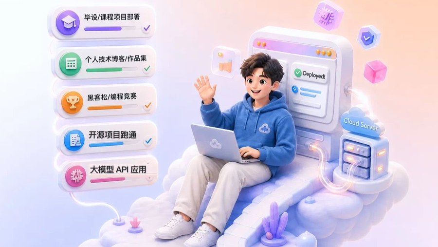 阿里云高校学生专属权益：毕设部署、个人博客、黑客松、开源项目、大模型 API 应用